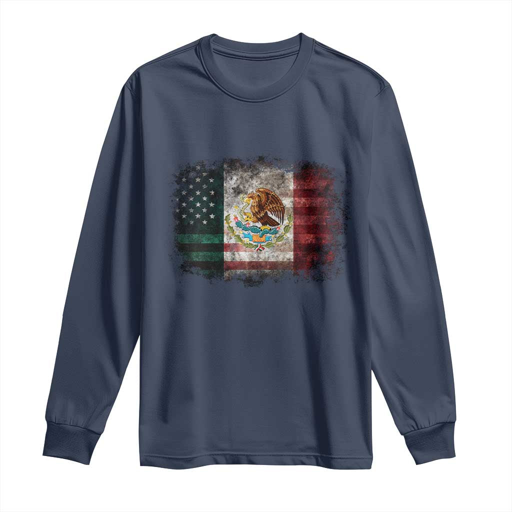Vintage Mexican Flag Long Sleeve Shirt Eagle Mexico Heritage Mexican Roots TS10 Navy Print Your Wear