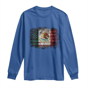 Vintage Mexican Flag Long Sleeve Shirt Eagle Mexico Heritage Mexican Roots TS10 Royal Blue Print Your Wear