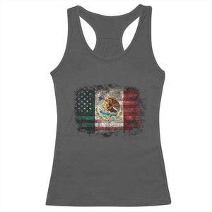 Vintage Mexican Flag Racerback Tank Top Eagle Mexico Heritage Mexican Roots TS10 Dark Heather Print Your Wear