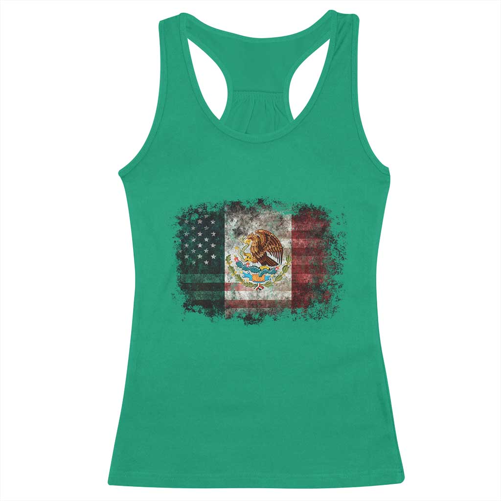 Vintage Mexican Flag Racerback Tank Top Eagle Mexico Heritage Mexican Roots TS10 Irish Green Print Your Wear