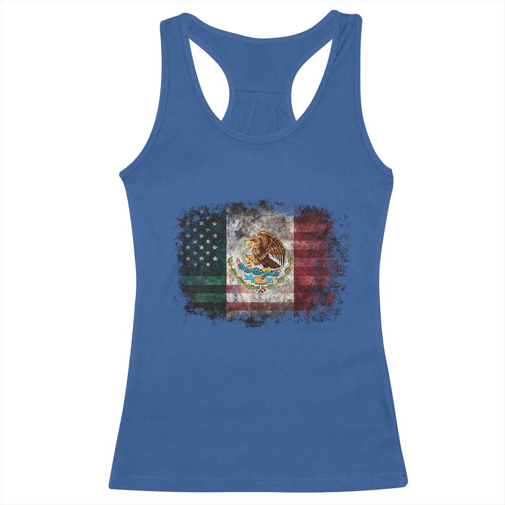 Vintage Mexican Flag Racerback Tank Top Eagle Mexico Heritage Mexican Roots TS10 Royal Blue Print Your Wear