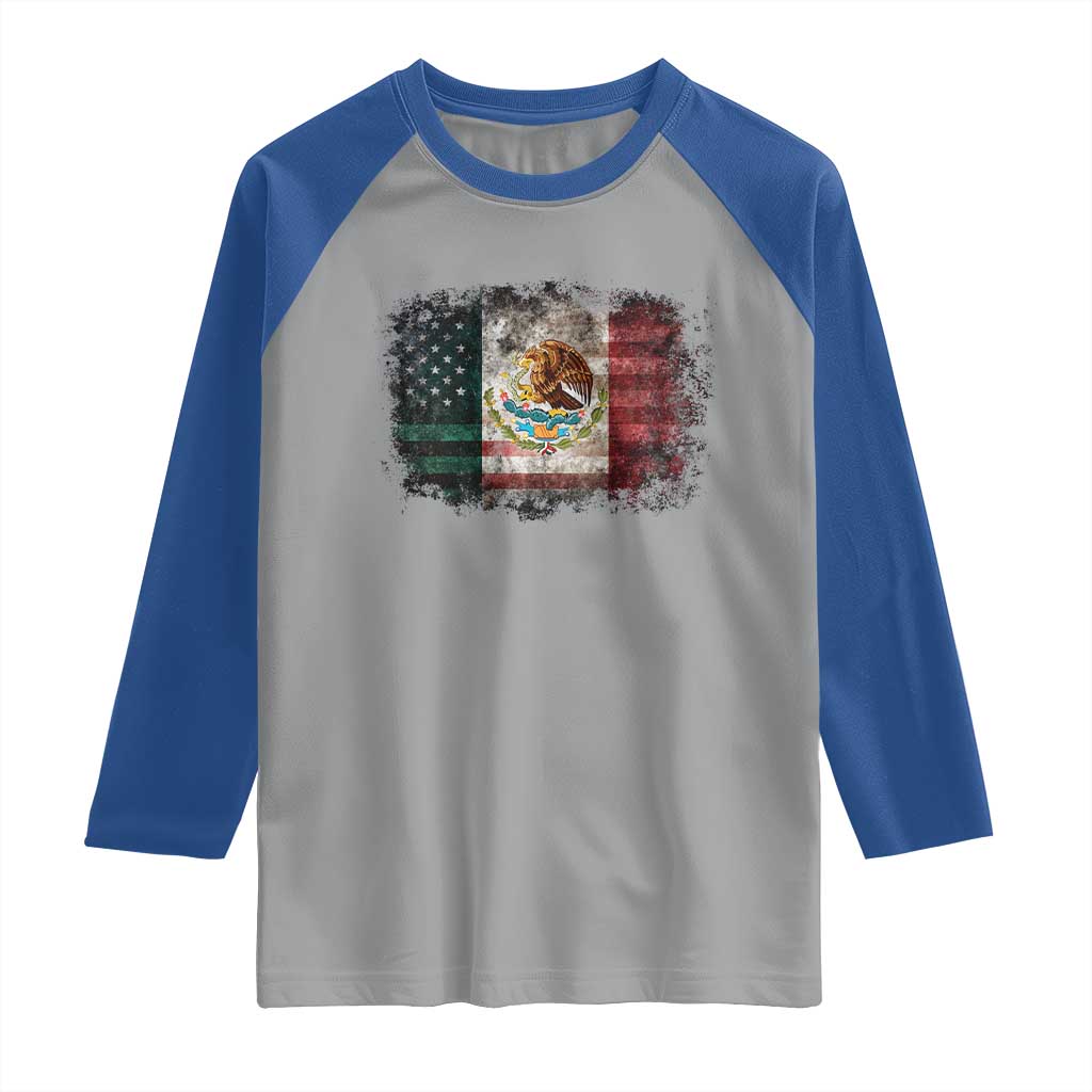 Vintage Mexican Flag Raglan Shirt Eagle Mexico Heritage Mexican Roots TS10 Sport Gray Royal Print Your Wear