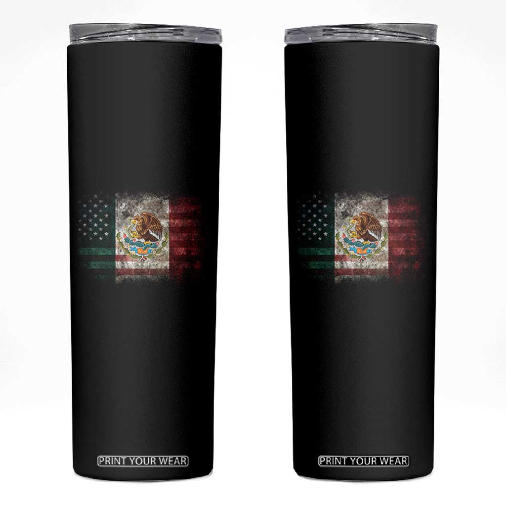 Vintage Mexican Flag Skinny Tumbler Eagle Mexico Heritage Mexican Roots TS10 Black Print Your Wear