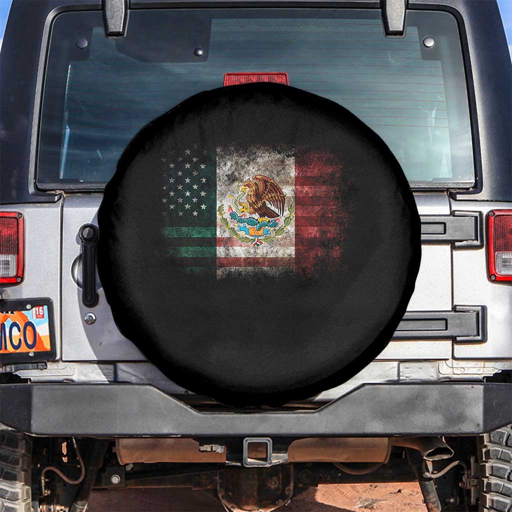 Vintage Mexican Flag Spare Tire Cover Eagle Mexico Heritage Mexican Roots TS10 No hole Black Print Your Wear