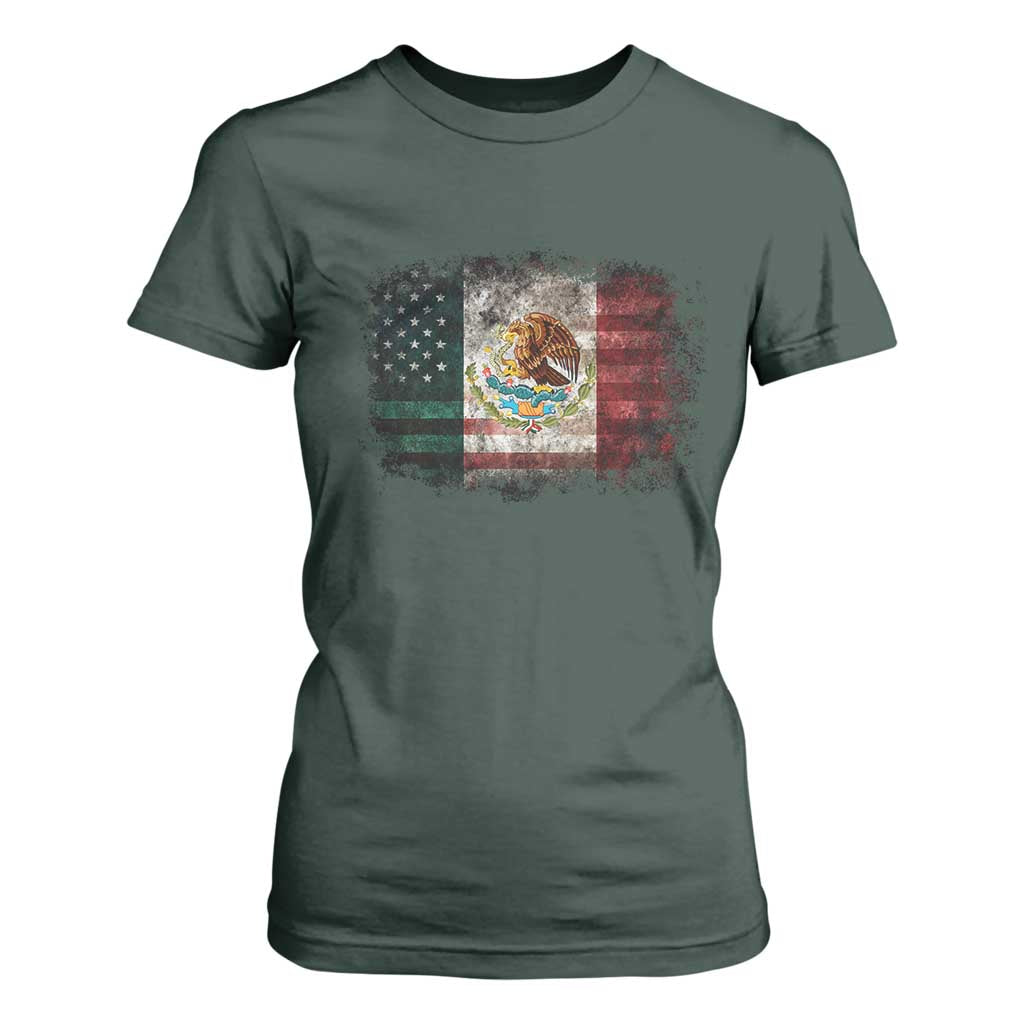 Vintage Mexican Flag T Shirt For Women Eagle Mexico Heritage Mexican Roots TS10 Dark Forest Green Print Your Wear