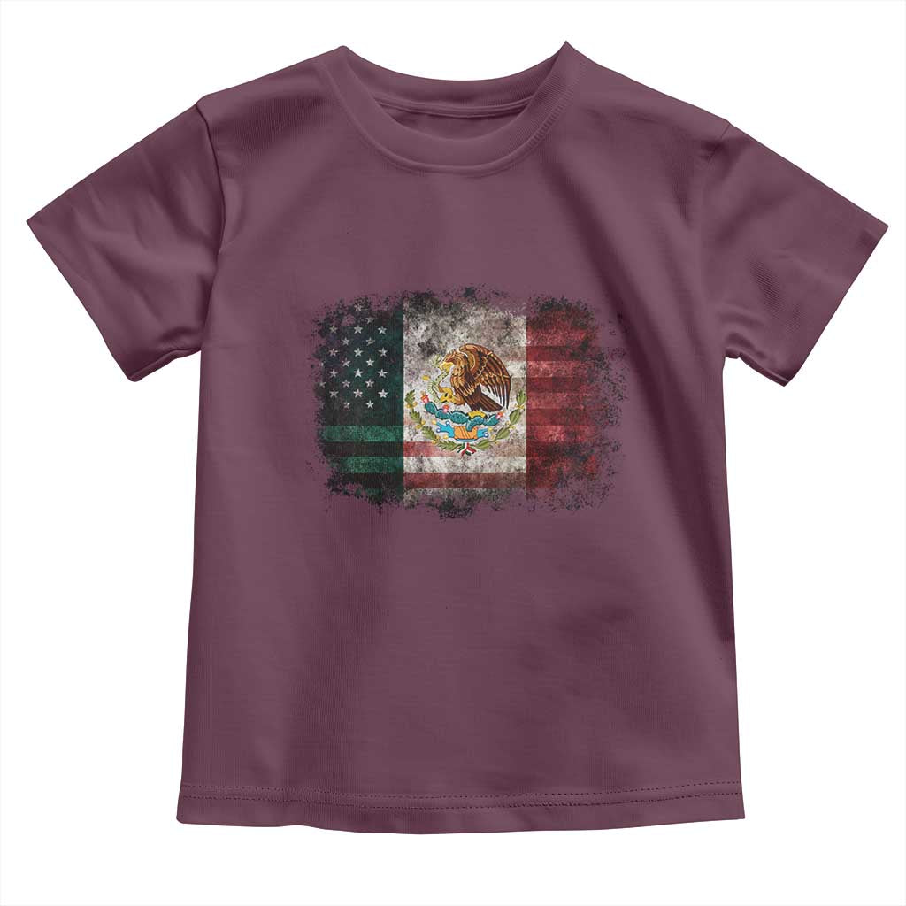 Vintage Mexican Flag Toddler T Shirt Eagle Mexico Heritage Mexican Roots TS10 Maroon Print Your Wear