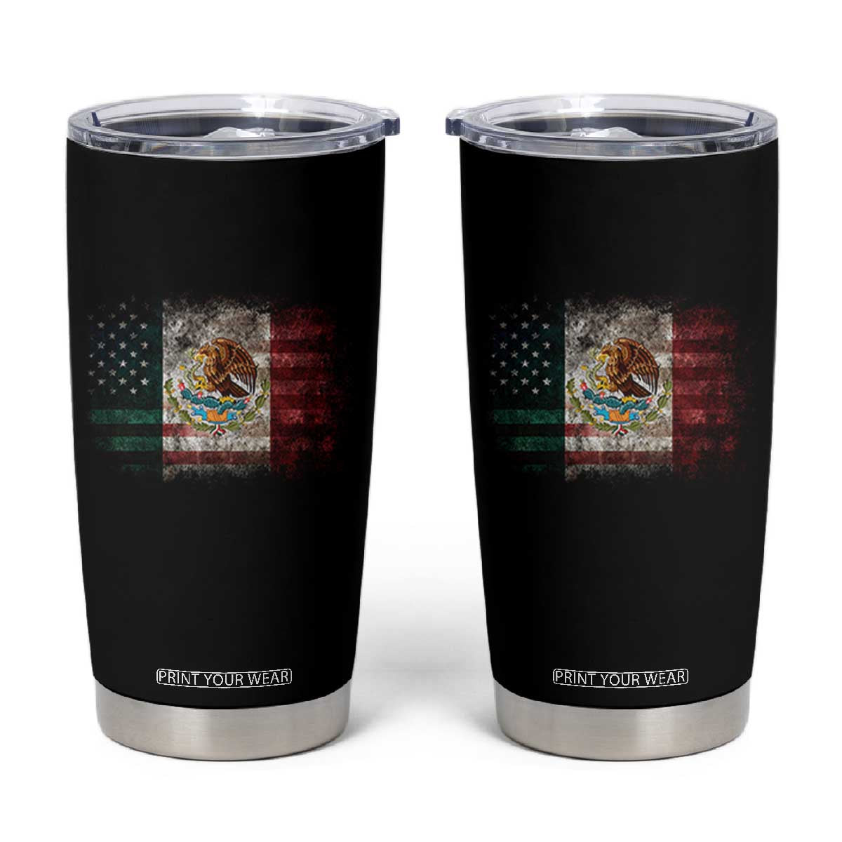 Vintage Mexican Flag Tumbler Cup Eagle Mexico Heritage Mexican Roots TS10 Black Print Your Wear