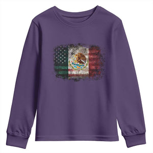 Vintage Mexican Flag Youth Sweatshirt Eagle Mexico Heritage Mexican Roots TS10 Purple Print Your Wear