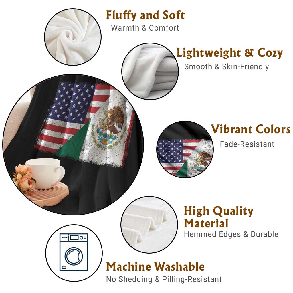 American Mexican Flag Throw Blanket Mexico Heritage Half Mexican Roots TS10 Print Your Wear