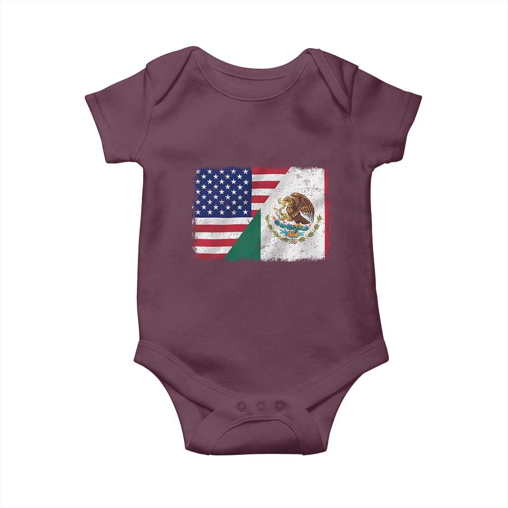 American Mexican Flag Baby Onesie Mexico Heritage Half Mexican Roots TS10 Maroon Print Your Wear