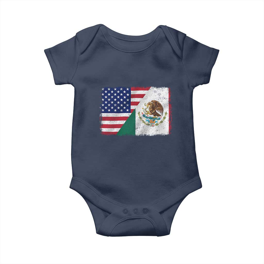 American Mexican Flag Baby Onesie Mexico Heritage Half Mexican Roots TS10 Navy Print Your Wear