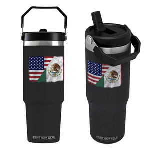 American Mexican Flag Flip Straw Tumbler Mexico Heritage Half Mexican Roots TS10 One Size: 30 oz Black Print Your Wear
