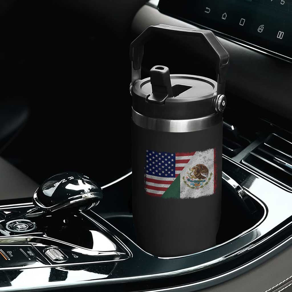 American Mexican Flag Flip Straw Tumbler Mexico Heritage Half Mexican Roots TS10 Print Your Wear