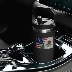 American Mexican Flag Flip Straw Tumbler Mexico Heritage Half Mexican Roots TS10 Print Your Wear