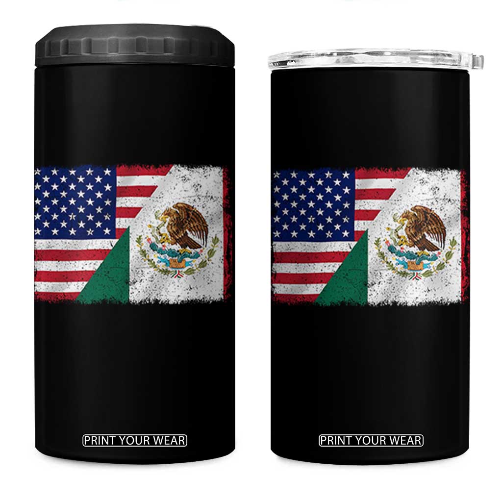 American Mexican Flag 4 in 1 Can Cooler Tumbler Mexico Heritage Half Mexican Roots TS10 One Size: 16 oz Black Print Your Wear