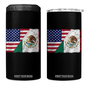 American Mexican Flag 4 in 1 Can Cooler Tumbler Mexico Heritage Half Mexican Roots TS10 One Size: 16 oz Black Print Your Wear