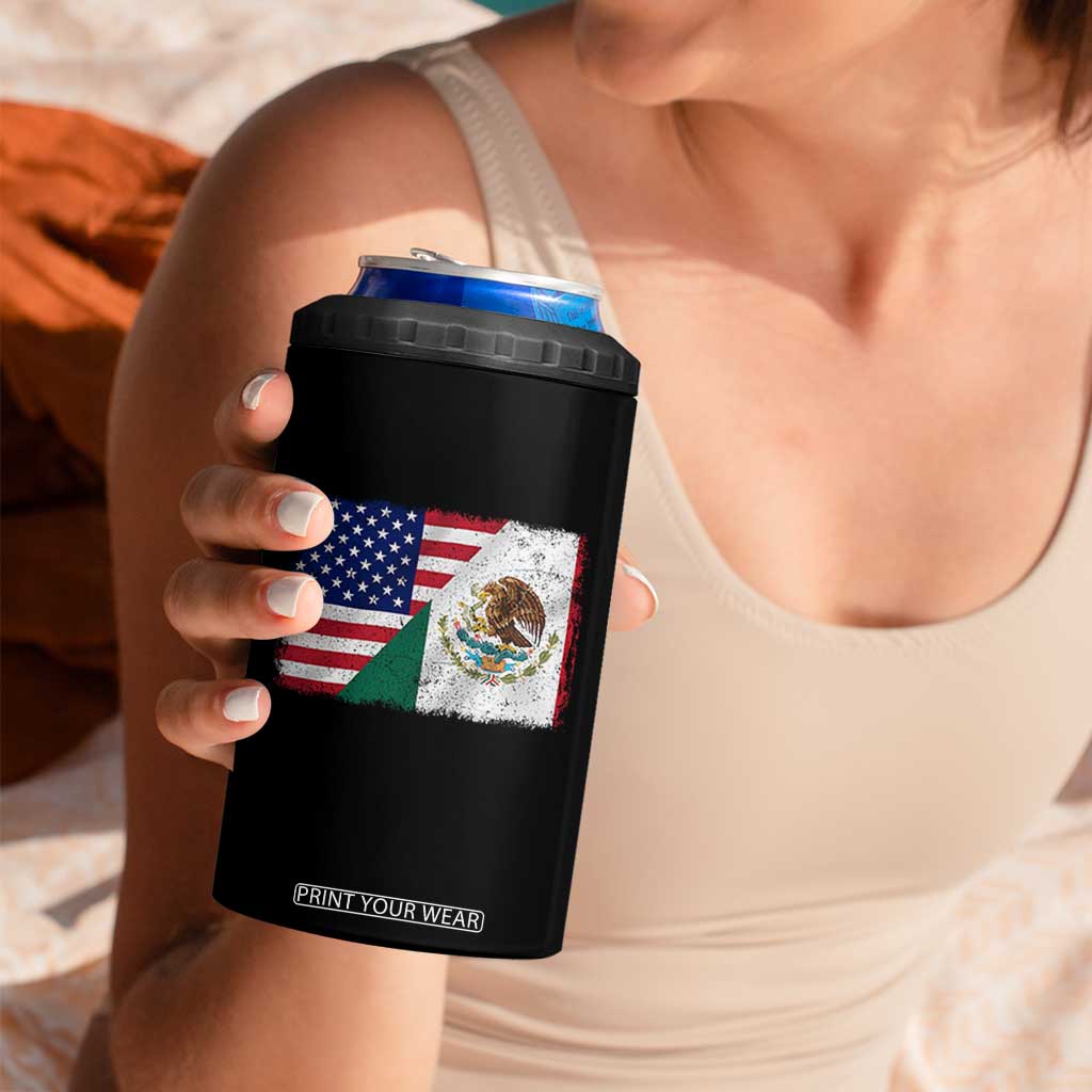 American Mexican Flag 4 in 1 Can Cooler Tumbler Mexico Heritage Half Mexican Roots TS10 Print Your Wear