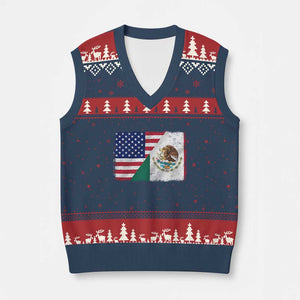 American Mexican Flag V-Neck Knit Sweater Vest Mexico Heritage Half Mexican Roots TS10 Navy Red Print Your Wear