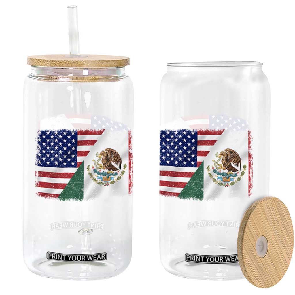 American Mexican Flag Glass Can Mexico Heritage Half Mexican Roots TS10 Print Your Wear