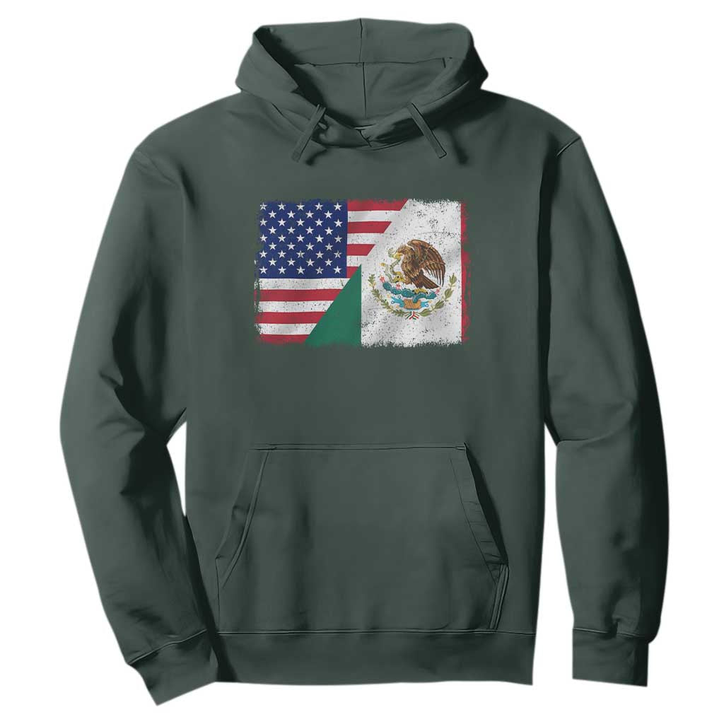 American Mexican Flag Hoodie Mexico Heritage Half Mexican Roots TS10 Dark Forest Green Print Your Wear