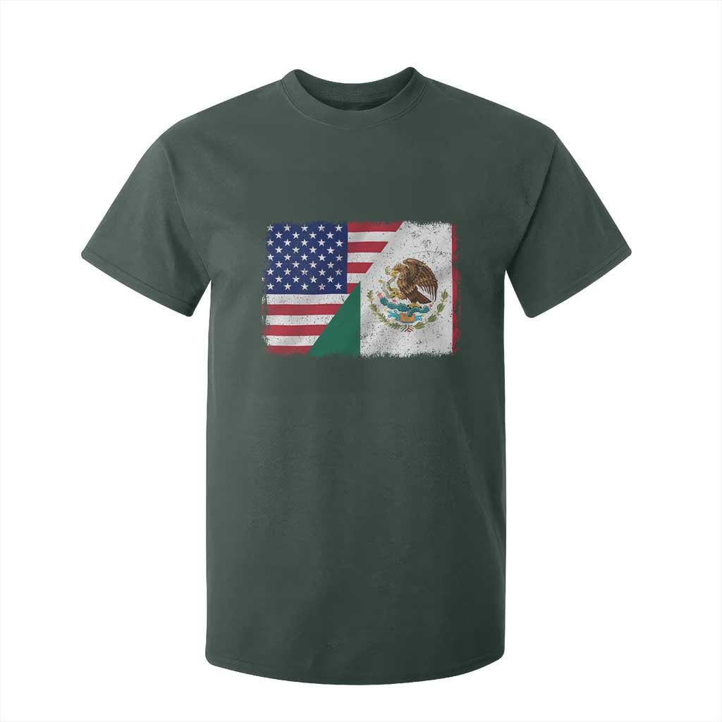 American Mexican Flag T Shirt For Kid Mexico Heritage Half Mexican Roots TS10 Dark Forest Green Print Your Wear