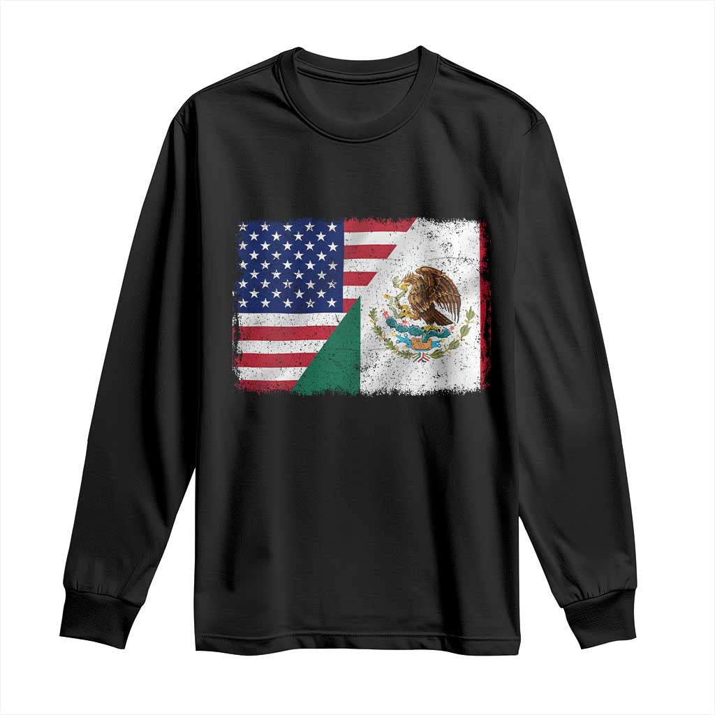 American Mexican Flag Long Sleeve Shirt Mexico Heritage Half Mexican Roots TS10 Black Print Your Wear