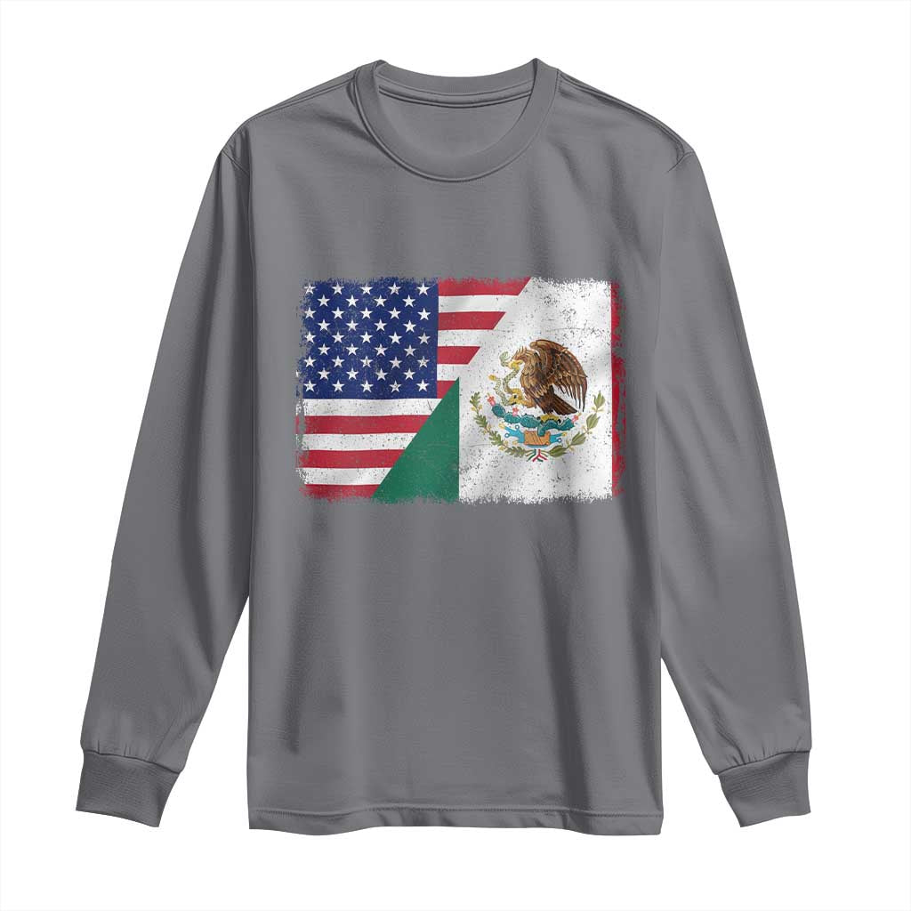 American Mexican Flag Long Sleeve Shirt Mexico Heritage Half Mexican Roots TS10 Charcoal Print Your Wear