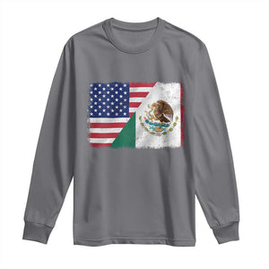 American Mexican Flag Long Sleeve Shirt Mexico Heritage Half Mexican Roots TS10 Charcoal Print Your Wear