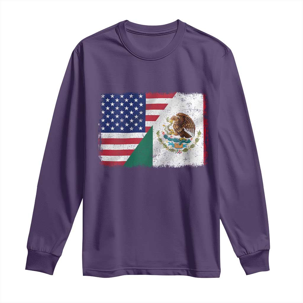 American Mexican Flag Long Sleeve Shirt Mexico Heritage Half Mexican Roots TS10 Purple Print Your Wear