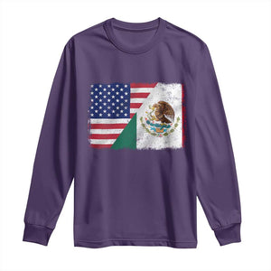 American Mexican Flag Long Sleeve Shirt Mexico Heritage Half Mexican Roots TS10 Purple Print Your Wear