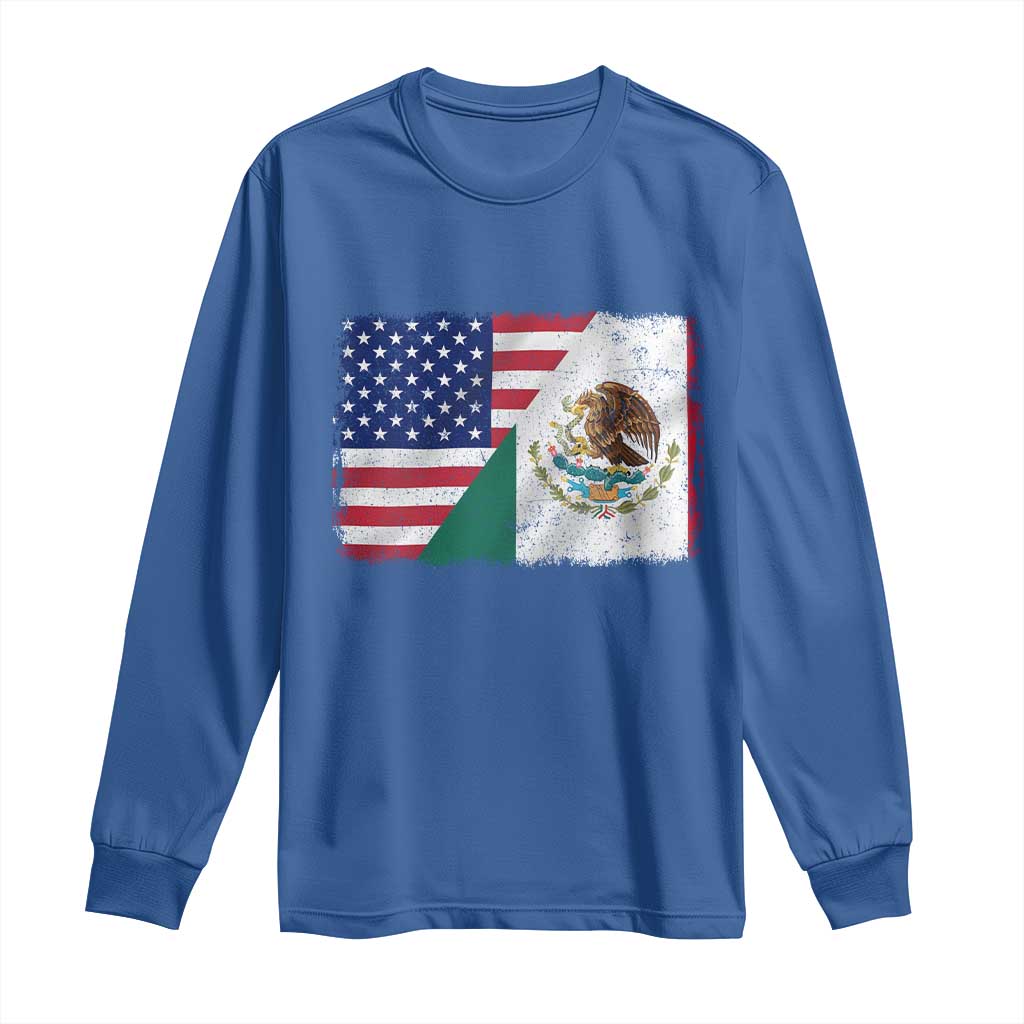 American Mexican Flag Long Sleeve Shirt Mexico Heritage Half Mexican Roots TS10 Royal Blue Print Your Wear