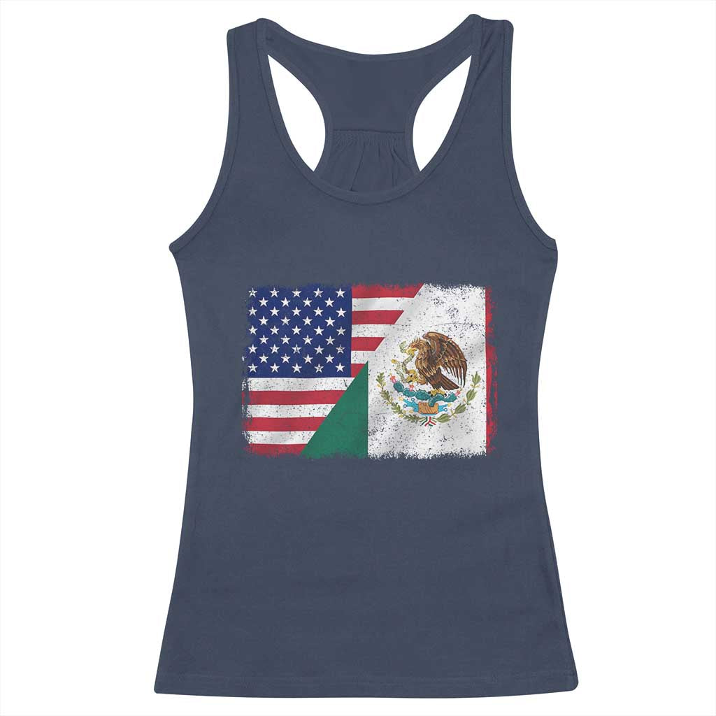 American Mexican Flag Racerback Tank Top Mexico Heritage Half Mexican Roots TS10 Navy Print Your Wear
