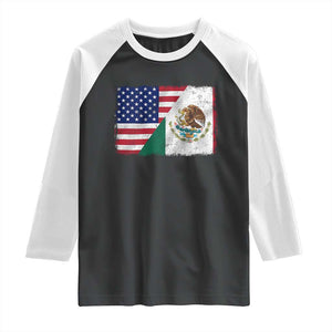 American Mexican Flag Raglan Shirt Mexico Heritage Half Mexican Roots TS10 Black White Print Your Wear
