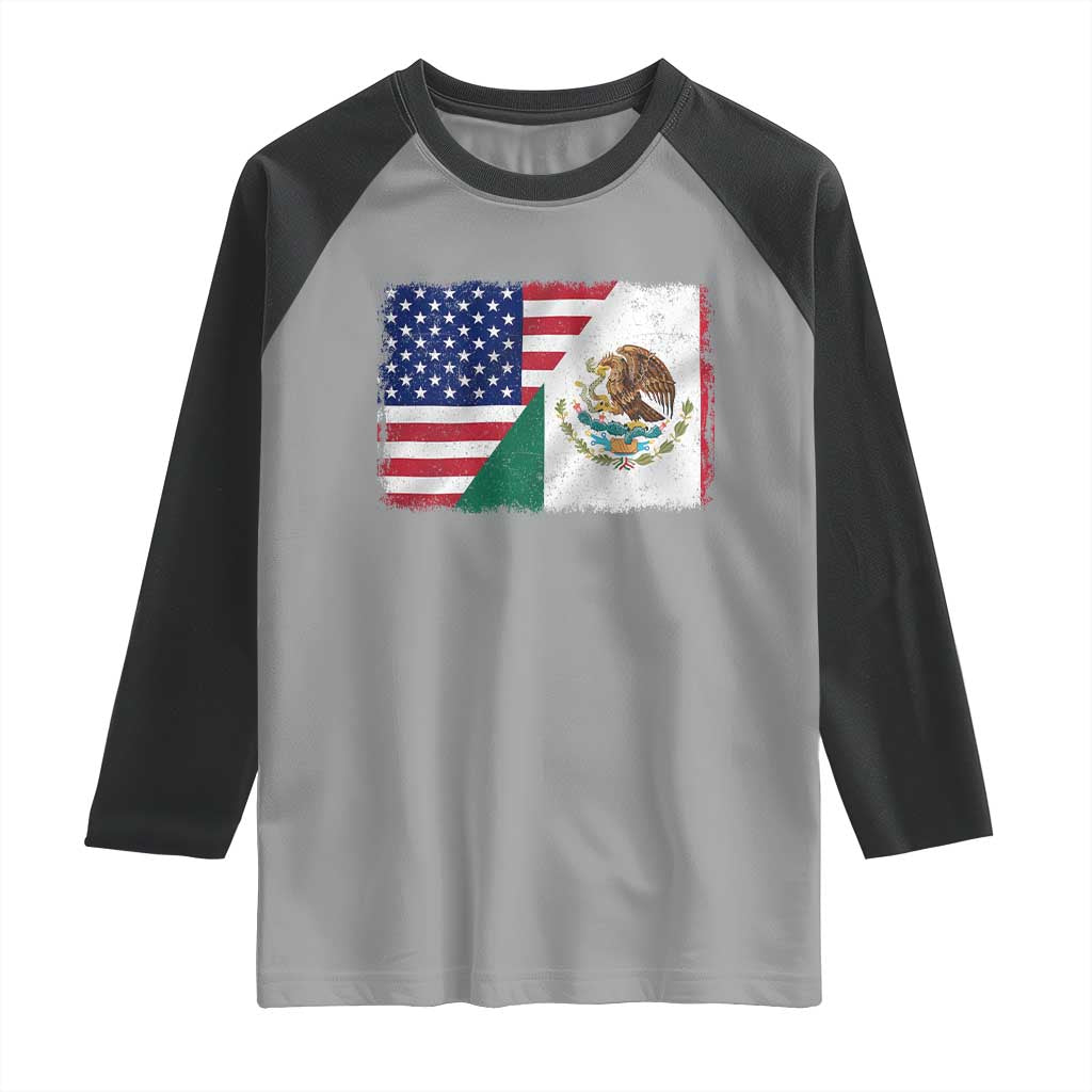 American Mexican Flag Raglan Shirt Mexico Heritage Half Mexican Roots TS10 Sport Gray Black Print Your Wear