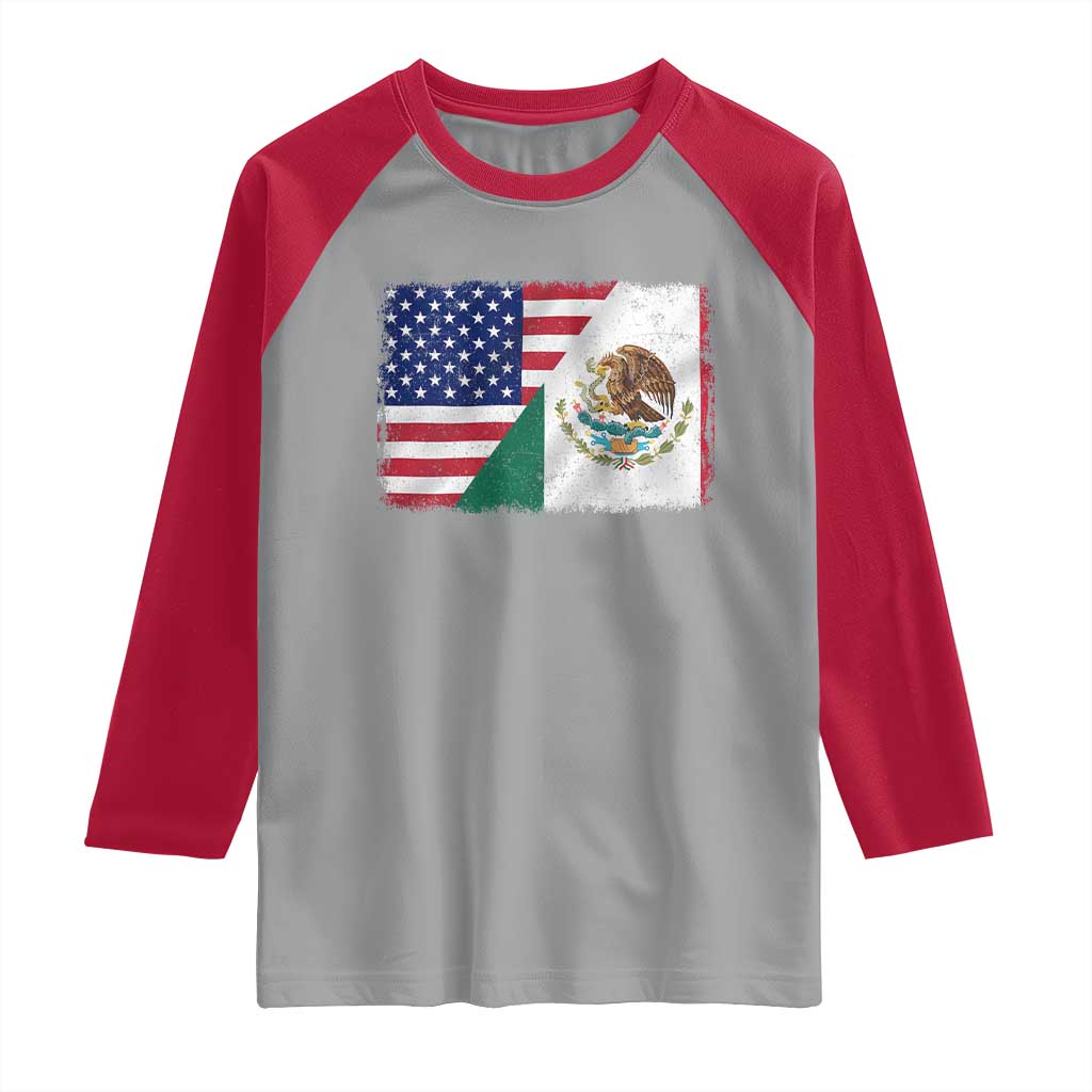 American Mexican Flag Raglan Shirt Mexico Heritage Half Mexican Roots TS10 Sport Gray Red Print Your Wear