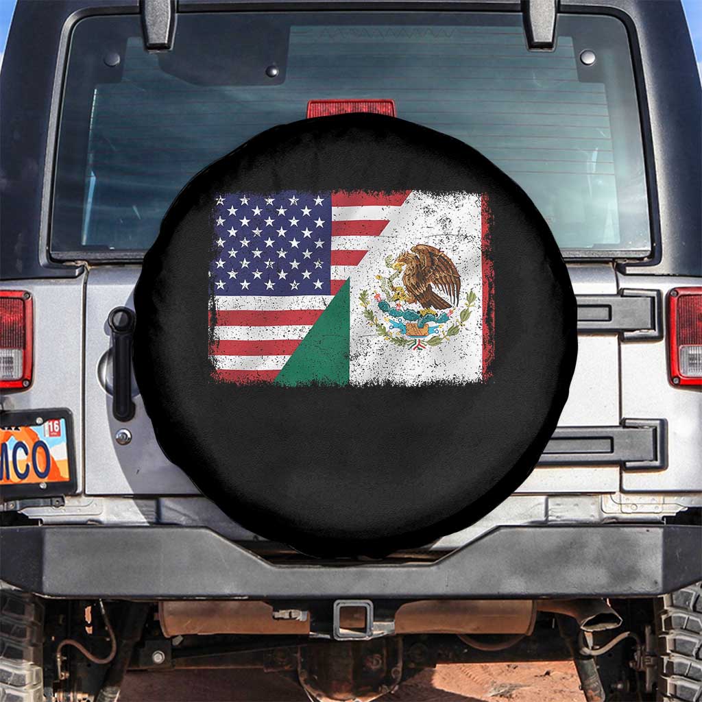 American Mexican Flag Spare Tire Cover Mexico Heritage Half Mexican Roots TS10 No hole Black Print Your Wear