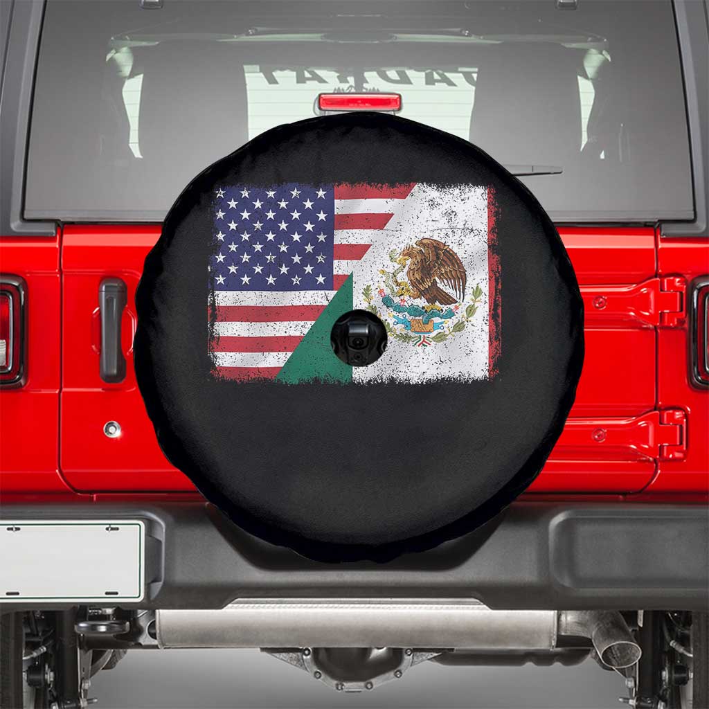 American Mexican Flag Spare Tire Cover Mexico Heritage Half Mexican Roots TS10 Black Print Your Wear