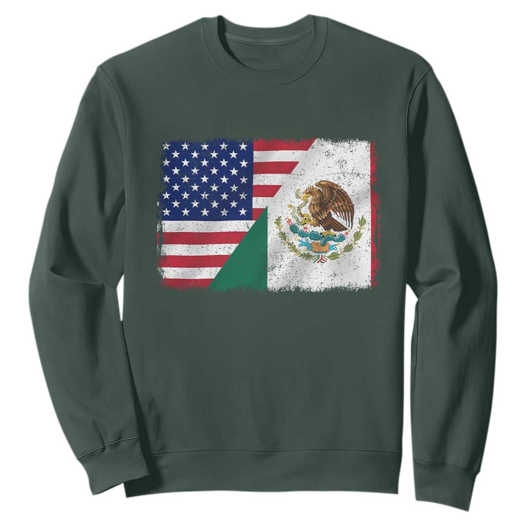 American Mexican Flag Sweatshirt Mexico Heritage Half Mexican Roots TS10 Dark Forest Green Print Your Wear