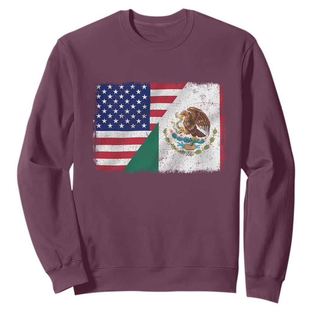American Mexican Flag Sweatshirt Mexico Heritage Half Mexican Roots TS10 Maroon Print Your Wear