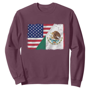 American Mexican Flag Sweatshirt Mexico Heritage Half Mexican Roots TS10 Maroon Print Your Wear
