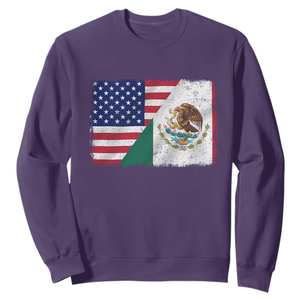 American Mexican Flag Sweatshirt Mexico Heritage Half Mexican Roots TS10 Purple Print Your Wear