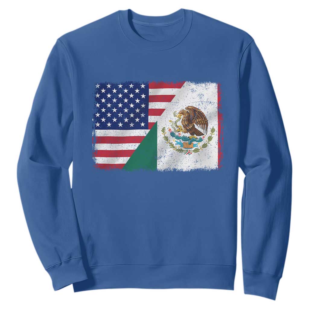 American Mexican Flag Sweatshirt Mexico Heritage Half Mexican Roots TS10 Royal Blue Print Your Wear