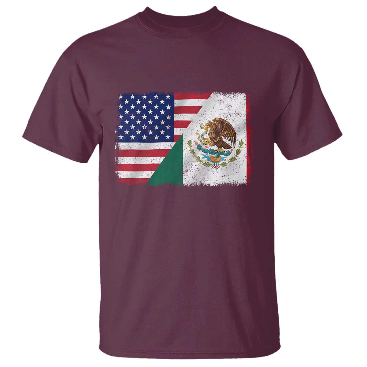 American Mexican Flag T Shirt Mexico Heritage Half Mexican Roots TS10 Maroon Print Your Wear