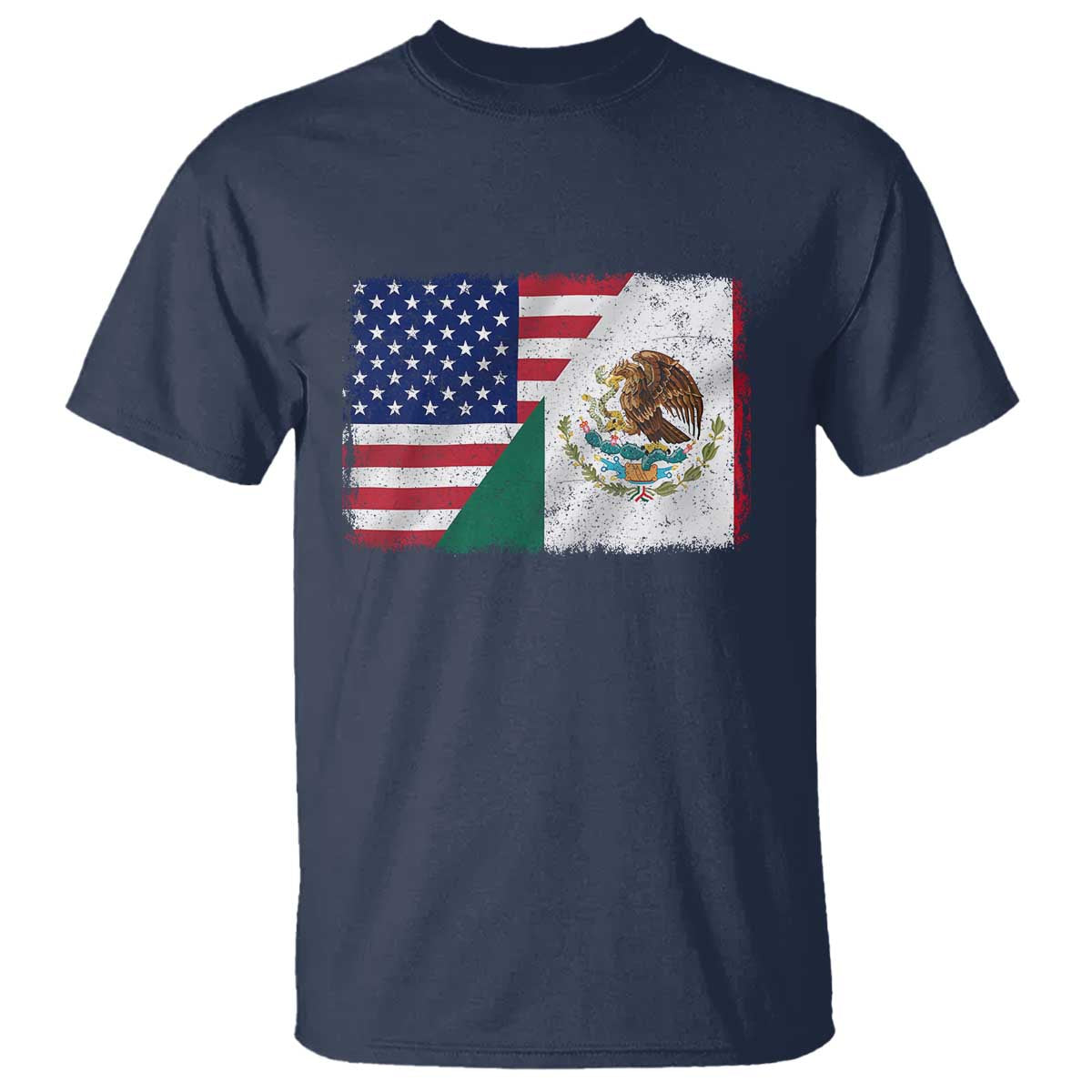 American Mexican Flag T Shirt Mexico Heritage Half Mexican Roots TS10 Navy Print Your Wear