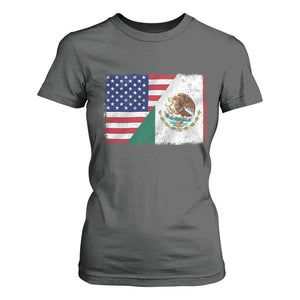 American Mexican Flag T Shirt For Women Mexico Heritage Half Mexican Roots TS10 Dark Heather Print Your Wear