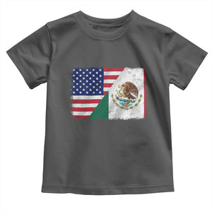 American Mexican Flag Toddler T Shirt Mexico Heritage Half Mexican Roots TS10 Dark Heather Print Your Wear