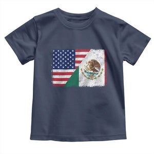 American Mexican Flag Toddler T Shirt Mexico Heritage Half Mexican Roots TS10 Navy Print Your Wear
