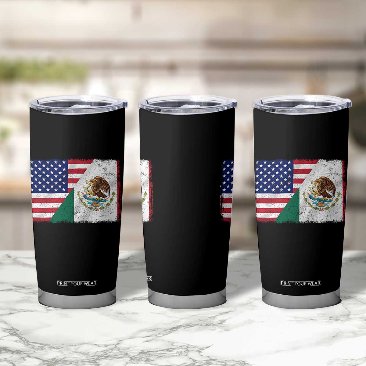 American Mexican Flag Tumbler Cup Mexico Heritage Half Mexican Roots TS10 Print Your Wear