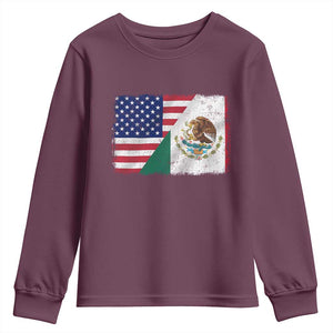 American Mexican Flag Youth Sweatshirt Mexico Heritage Half Mexican Roots TS10 Maroon Print Your Wear