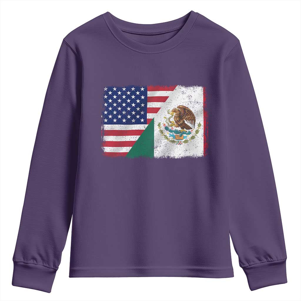 American Mexican Flag Youth Sweatshirt Mexico Heritage Half Mexican Roots TS10 Purple Print Your Wear